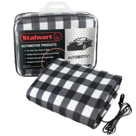 Electric Car Blanket- Heated 12 Volt Fleece Travel Throw for Car and RV-Great for Cold Weather, Tailgating, and Emergency Kits by