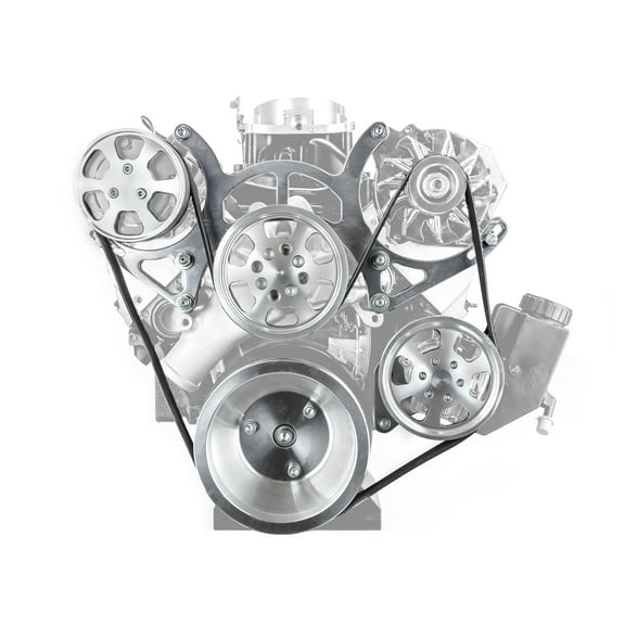 Speedmaster PCE415.1021.01 Compatible with Chevy SBC 350 Aluminum Complete Serpentine Engine Pulley Kit - Polished