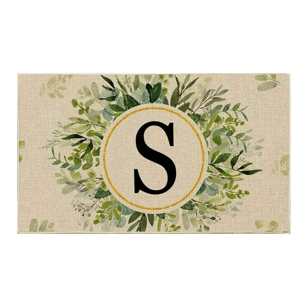 Precio sorpresa!Felpudos con letras para puerta delantera, decoración Floral, felpudos con iniciales, entrada al aire libre, decoración de apellidos para el hogar, interior y exterior