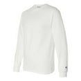 thumbnail image 3 of Champion Men's Long Sleeve Shirt Tagless 5.2 oz. Gym Workout Pullover CC8C, White, M, 3 of 4
