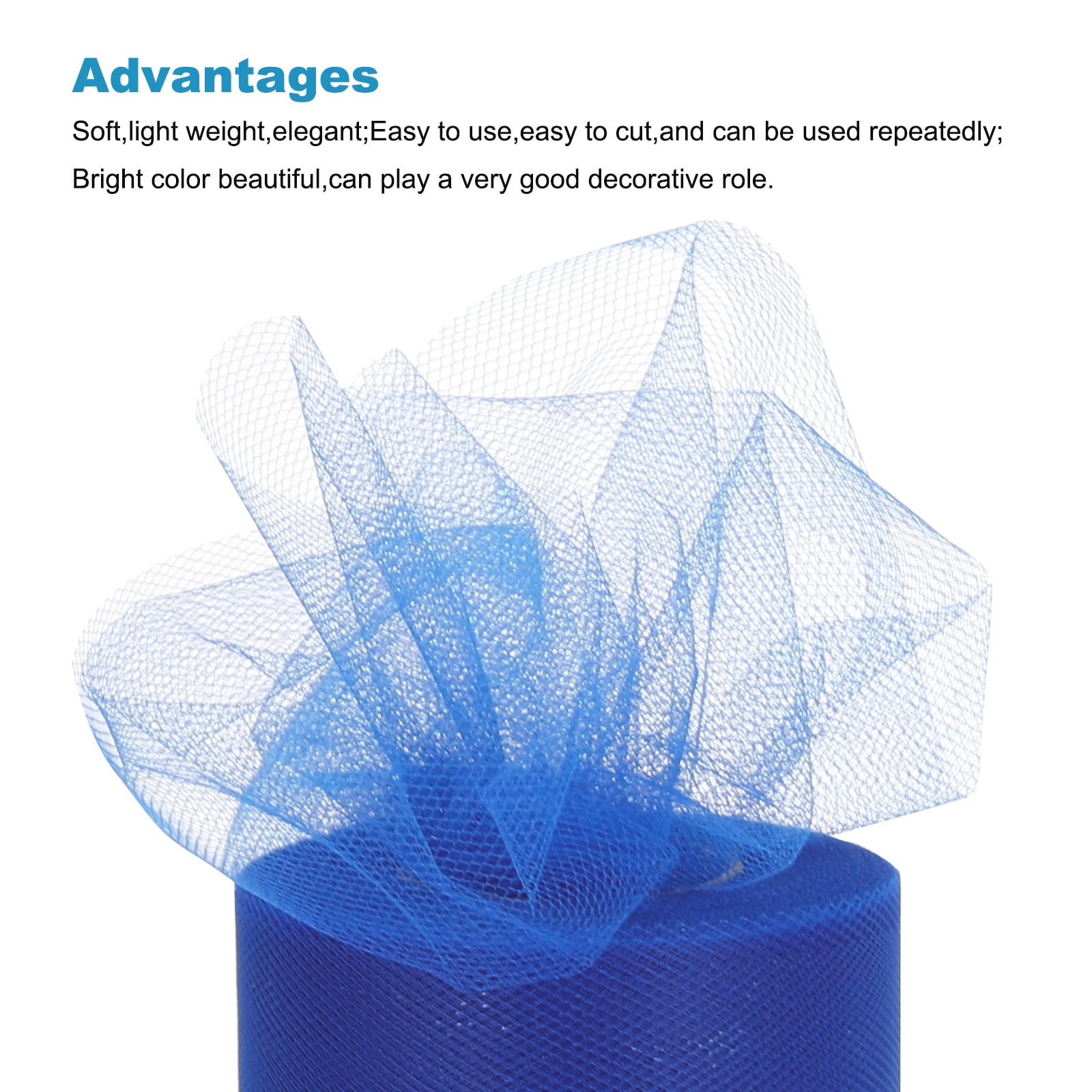 6 inch 50 Yards Tulle Ribbon Rolls Pastel Netting Fabric for Gift Wrapping Christmas Wedding, Blue
