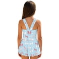 thumbnail image 2 of Xixirimido Bowknots Blue Print Girls One-piece Swimsuits Sleeveless Swimwear with Skirt & Built-in Shorts Hawaiian Beach Vacation Modest Bathing Suit, 5-6 Years, 2 of 7