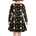 thumbnail image 3 of FKELYI Size 13-14 Y Long Sleeve Dress Elastic Christmas Tree Cartoon Santa Kids Swing Party Dress Lightweight Cute Long Sleeve Dresses for Teen Girls, 3 of 4