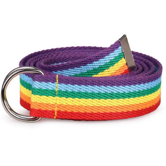 KuKuZhu Fashion Long Waist Belt for Women Lady Pretty Canvas Trendy Rainbow Colors Thin Skinny Waist Belt Dress Accessory Clothes Gift