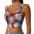 thumbnail image 2 of Vsdgher Hawaiian Style Print Women Sleeveless Athletic Tank Top Built-in Bra Camisole Sports Vest for Yoga Running Fitness Exercise with Removable Pads, 2 of 8