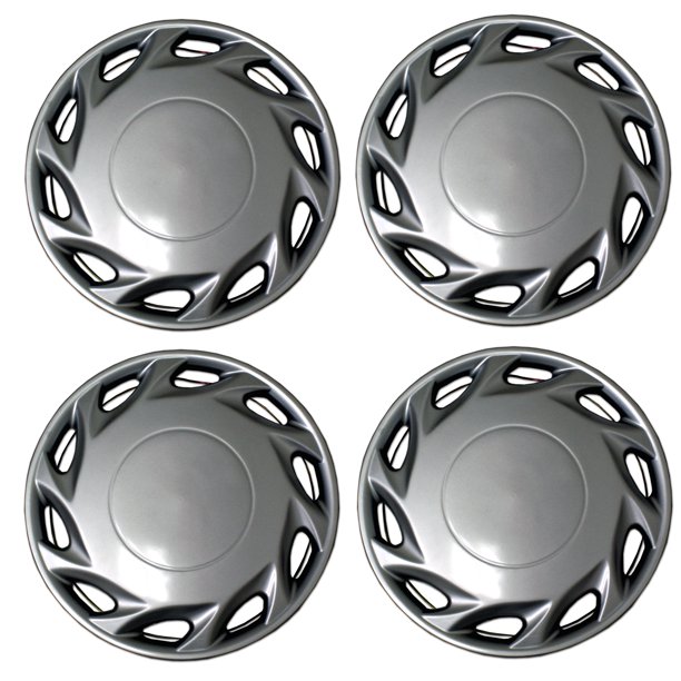 Set of 4 Metallic Silver Hubcaps 14" Type 2 WSC35055S14 Hub Caps