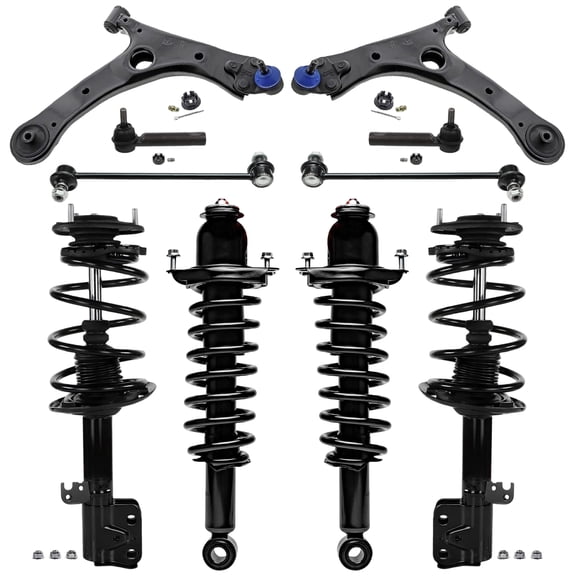 Detroit Axle - 10pc Front End Suspension Kit for Toyota 2014-2019 Corolla, Lower Control Arms w/Ball Joint Sway Bars Outer Tie Rods Front and Rear Struts & Coil Spring Replacement Struts Shocks