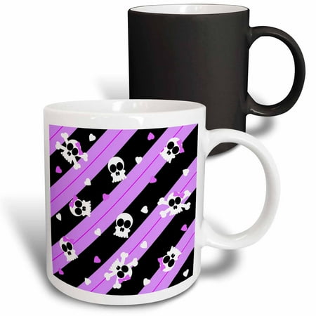 

3dRose Cute Purple Skull and Hearts Print Magic Transforming Mug 11oz