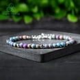 thumbnail image 2 of Jasper 3.5-4mm Round Shape Smooth Cut Beads 7 inch Adjustable Silver Plated Clasp Bracelet for men, women, unisex. Link Chain Stacking Bracelet.|LINK_03922, 2 of 6