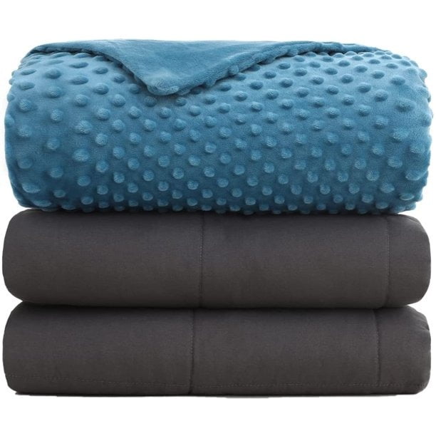 Weighted Blanket Queen Size (Blue, 60"x80", 22 lbs) with Removable