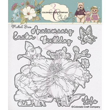 UPC: 0810043856058 | Colorado Craft Company Metal Die Set-Happy Peony-By Kris Lauren