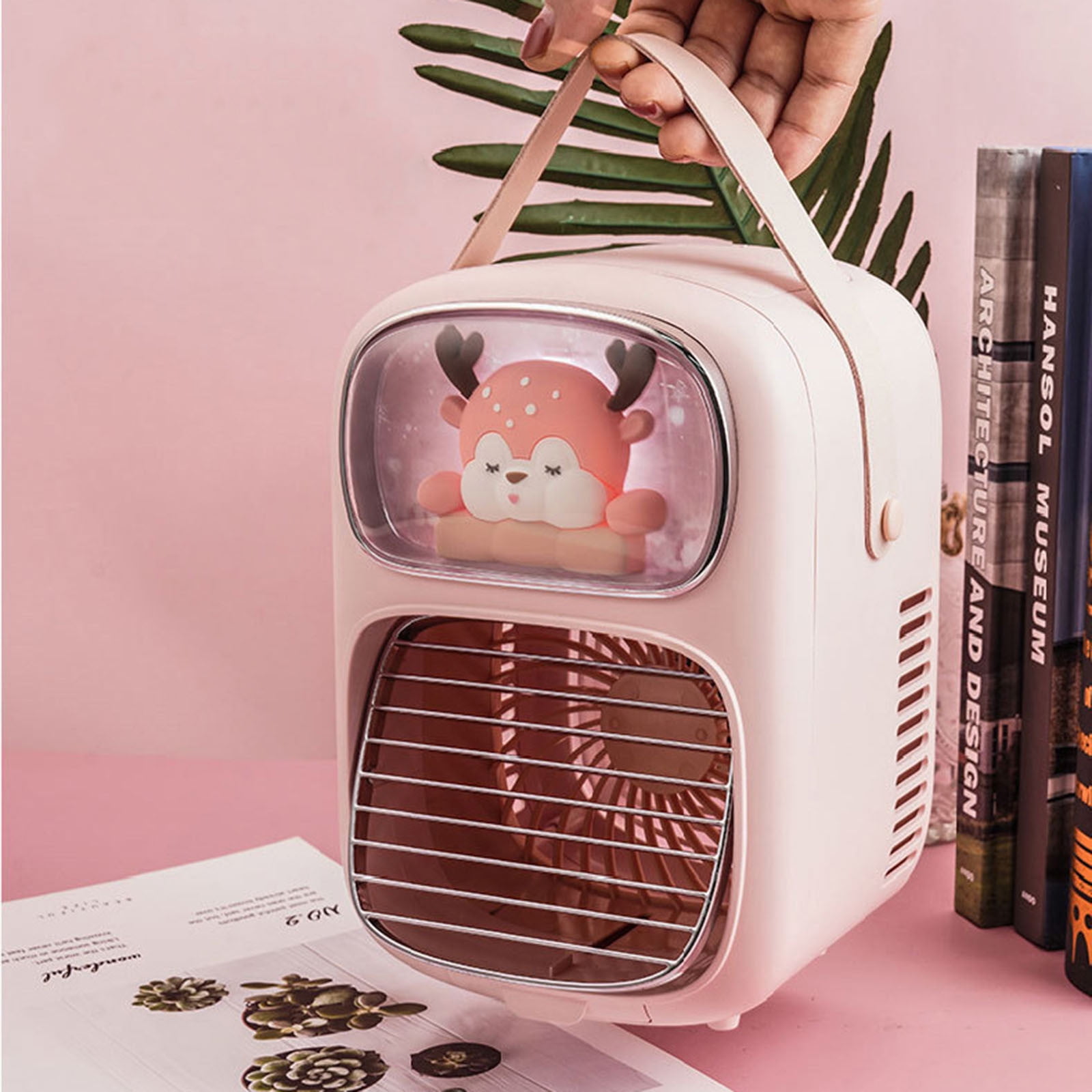 Dengmore Desktop Humidifier with Light Desktop Aired Cooler Water Ice Fan Water Humidifier Spray Fan for Bedroom Home Office Car Living Room