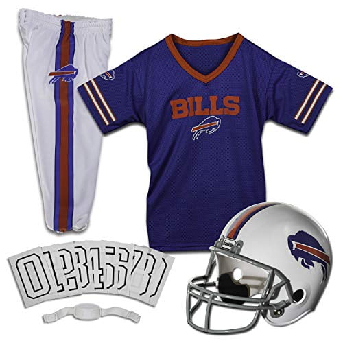 Franklin Sports Buffalo Bills Kids Football Uniform Set - NFL Youth Football Costume for Boys & Girls - Set Includes Helmet, Jersey & Pants - Small