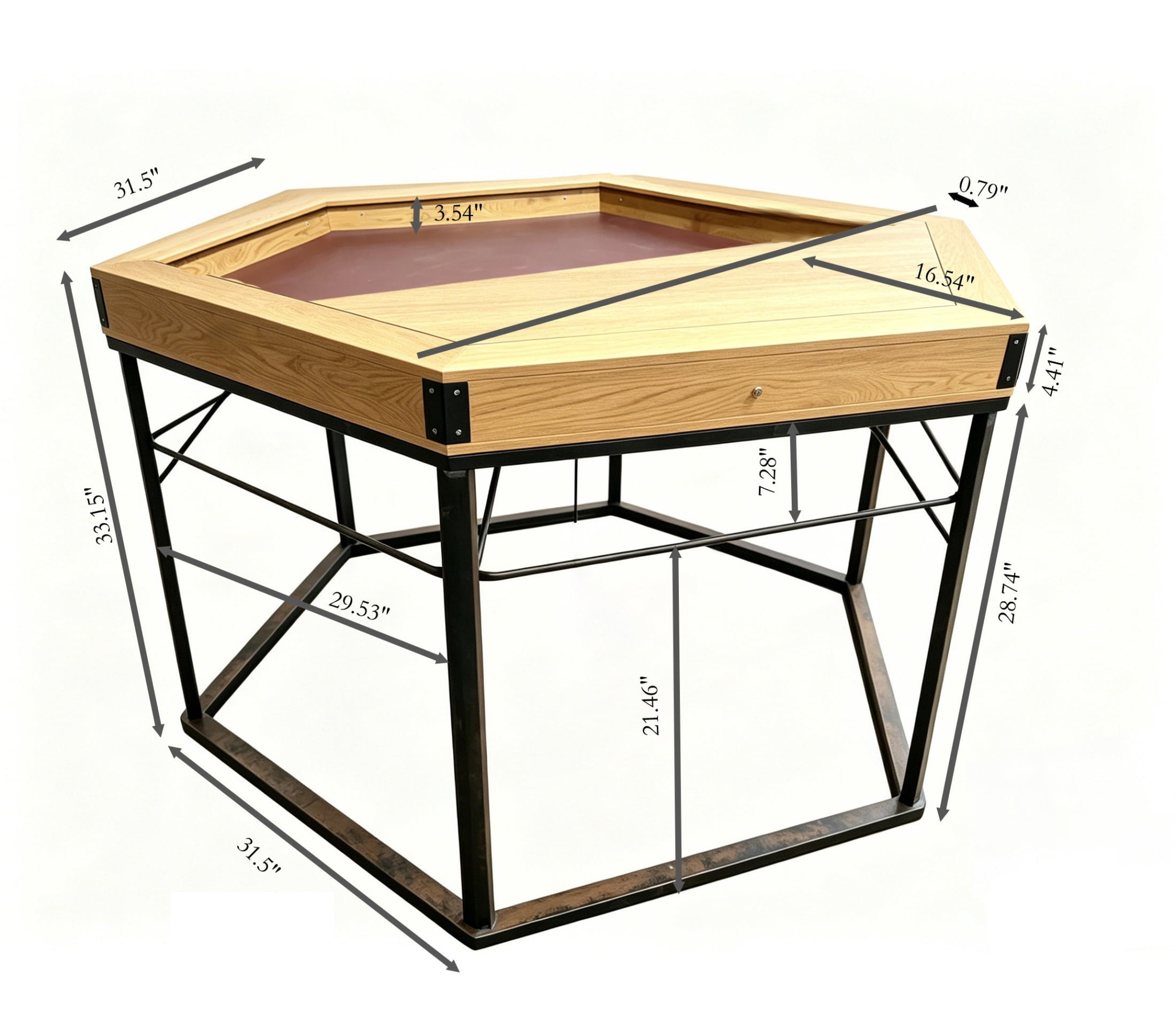 Vinform Solid Wood Board Game & Card Table for Game Rooms, 4-6 Players, 54"x31" Spacious Gaming Surface with Removable Top, Includes Game Mat