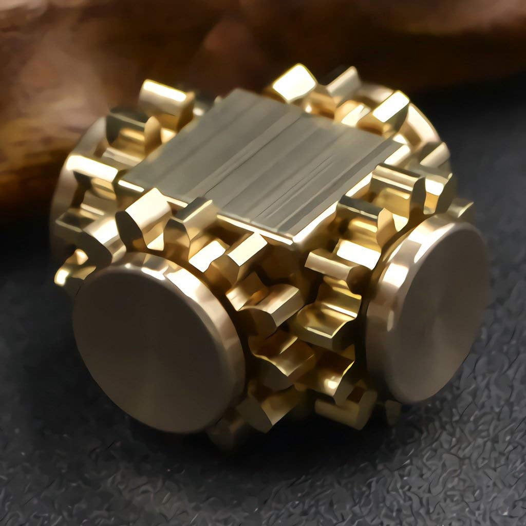 Fidget Cube Spinner Linkage 4 Gears Figity Spin Finger Games Metal Brass With Super Smooth Bearings Durable Mechanics Romoveable Small Figit Toy For Adults Kids Gold Walmart Com