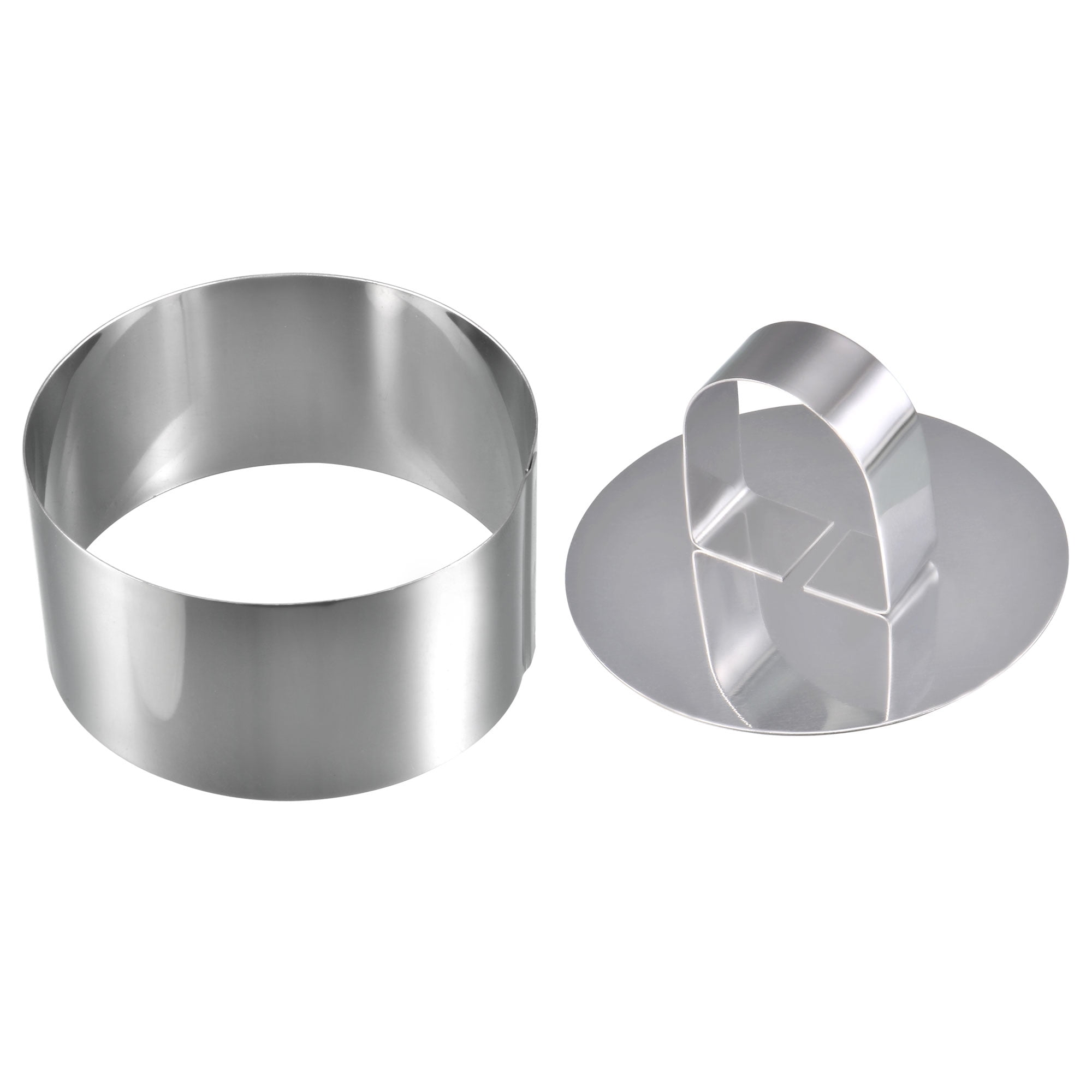 Uxcell Stainless Steel Round DIY Biscuit Cutter Set with Handle Silver