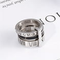 thumbnail image 3 of PAMTIER Women's Stainless Steel Roman Numerals 3 in 1 Ring Black Shell Inlay Rotatable Trinity Wedding Band Silver Size 9.75, 3 of 5