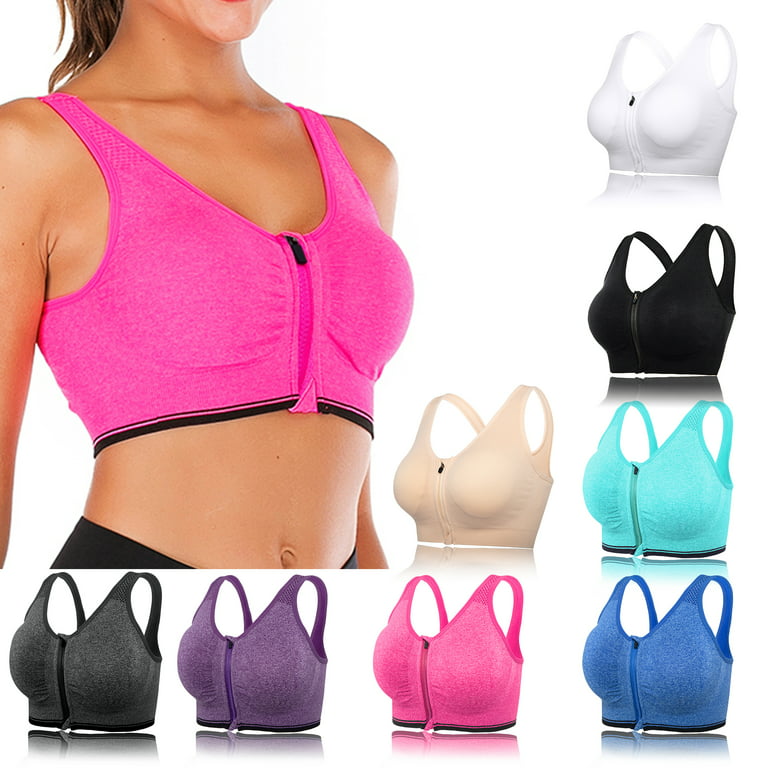 Sports Bra for Women High Impact Large Bust Padded Sports Bra With Zip  Fitness Workout Running Yoga Tank Tops 