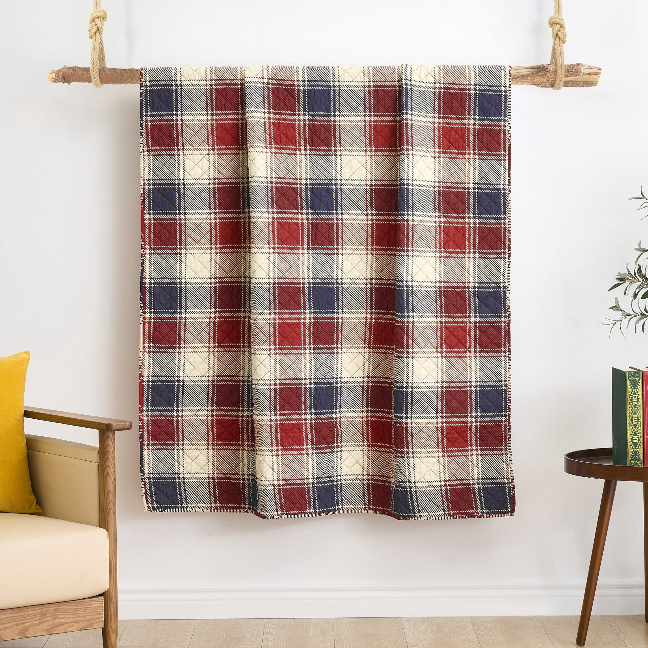 Greenland Home Nicholas Plaid 100% Cotton All Seasons Throw Blanket, 50" x 60"