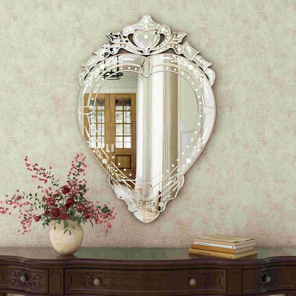 SHYFOY Modern Venetian Heart Wall Mirror Decorative Accent Mirror for Living Rooms