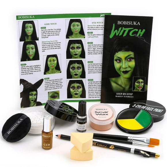 Kit de maquillaje BOBISUKA Halloween Green Witch con pintura facial