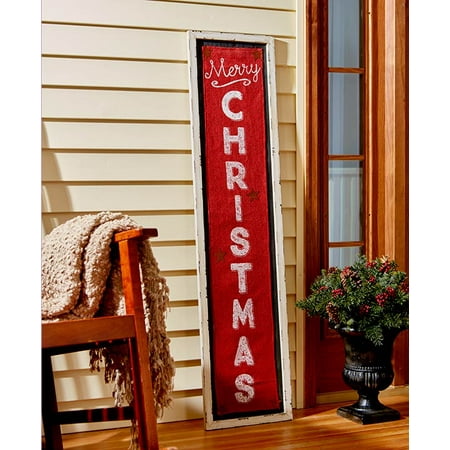 4-Foot Tall Merry Christmas Burlap Sign - White - Walmart.com - Walmart.com