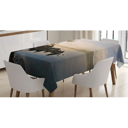 

Lake House Decor Tablecloth Tahoe at Sunset Clear Sky and Single Pine Tree Rest Peace Weekend Photo Rectangular Table Cover for Dining Room Kitchen 60 X 90 Inches Blue Grey by Ambesonne