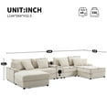 thumbnail image 3 of Harper & Bright Designs U-Shaped Sectional Sofa Set with Console and Cup Holders, 4-Seat Couch with Ottoman and Wide Seat, Corduroy Upholstered Sectional Sofe with USB Charger and Storage, Cream, 3 of 17