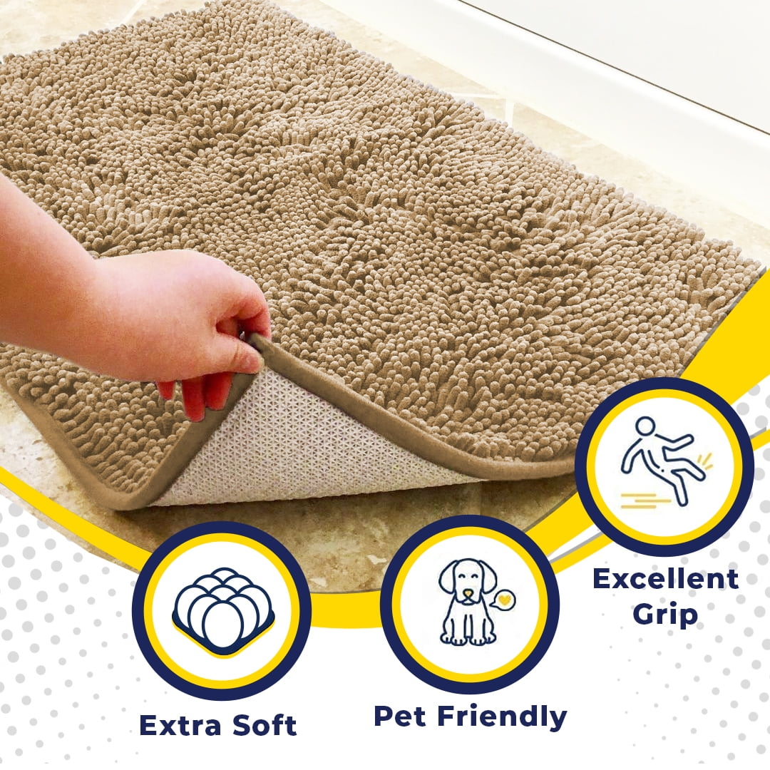 Muddy Mat® | Super Absorbent Door Mat Indoor, Microfiber Quick Dry Chenille Entryway Rug, Non-Slip Front Door Mat, Indoor Mats for Entryway, Machine Washable Pet Rug, Beige 28"x18"