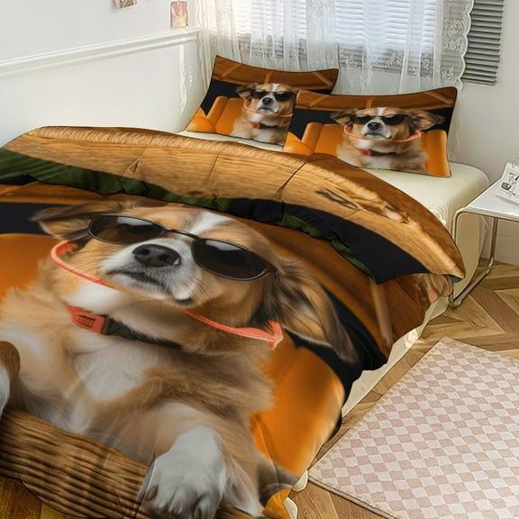 Happy Dog Bedding Set with Zipper Closure for Girls & Boys