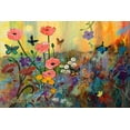 thumbnail image 2 of Maria, Robin 32x23 Gold Ornate Wood Framed with Double Matting Museum Art Print Titled - Pink Poppies in Paradise, 2 of 4