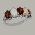 thumbnail image 3 of LBG British Made 10k White Gold Natural Garnet & Opal Womens Eternity Ring - 33 size options - Size 7.75, 3 of 8