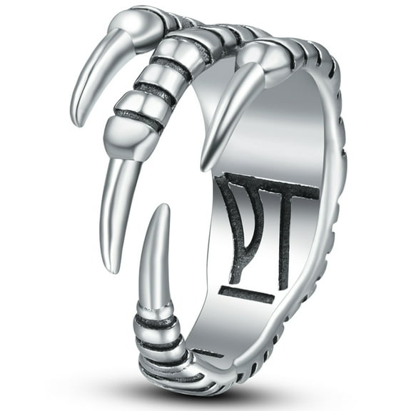 Stainless Steel Claw Ring for Unisex Silver Gothic Hiphop Cocktail Ring Punk Style Size 7-12