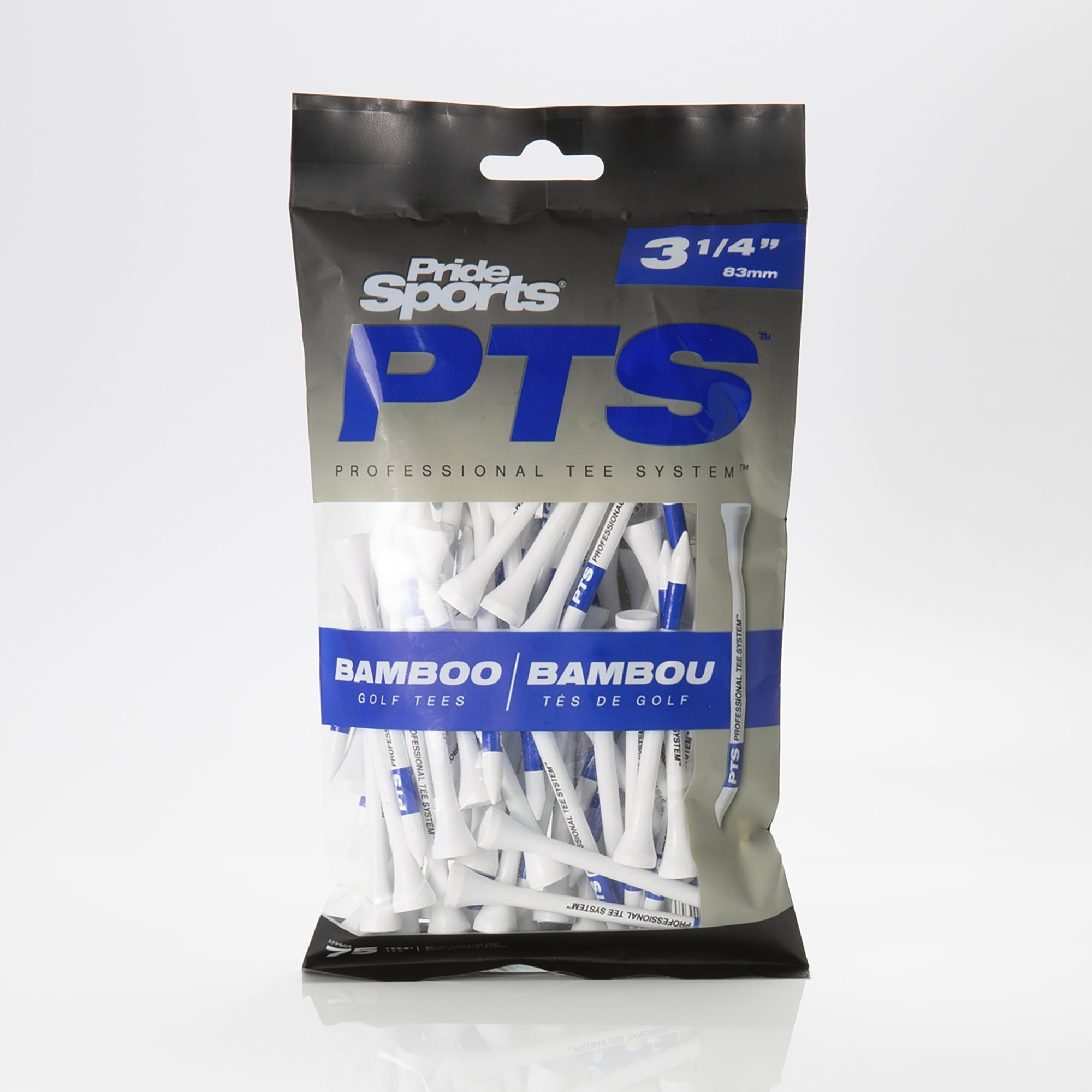 (2 pack) Pride PTS Professional Tee System Bamboo Wood Golf Tee, 3-1/4", 75 count