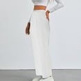thumbnail image 7 of ITSAME Womens Straight Leg Pants, High Waisted Pull-On Striped Casual Trousers with Pockets White L, 7 of 7