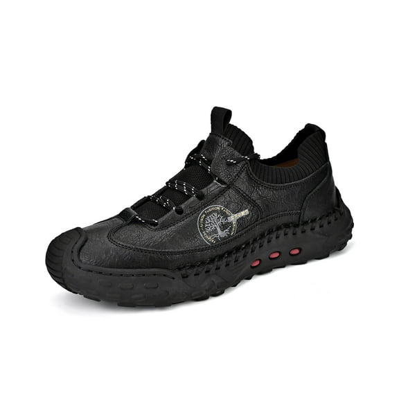 Mens Casual Hiking Shoes Outdoor Breathable Sneakers Lightweight Oxfords Anti-slip Climbing Shoes Black 7 UK