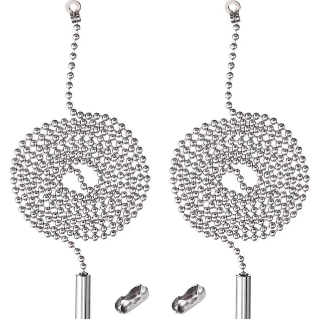 Woeilo 2 Pack Pull Chain String Extension with Connector for Ceiling Fan Light Fixture Light Bulb, 304 Stainless Steel Switch Chain Extender,1 Meter Length