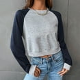 thumbnail image 4 of Drses Womens Raglan Shirt Cropped Long Sleeve Ribbed Crop Top Tshirt for Teen Girls, 4 of 5