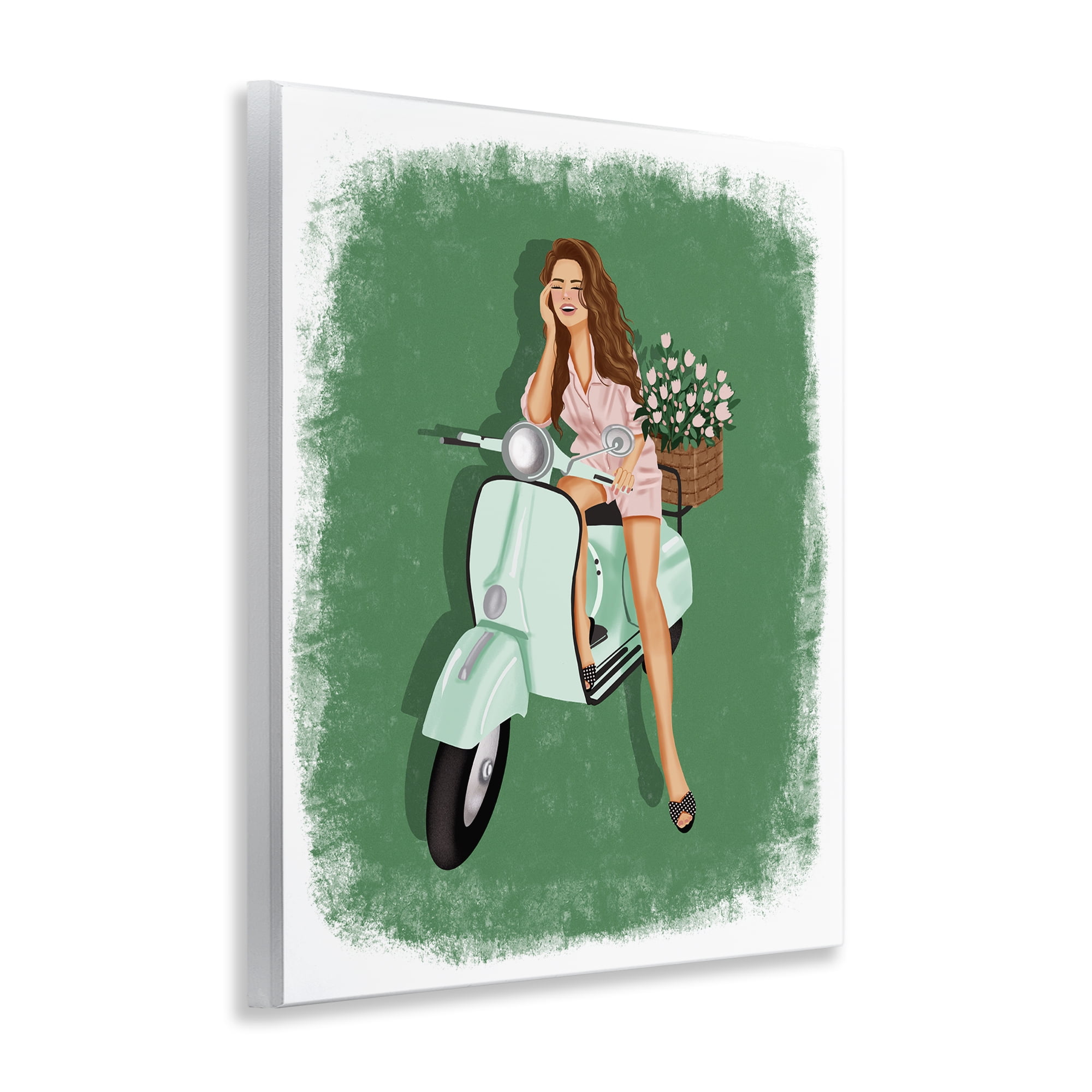 Stupell Industries Laughing Girl on Scooter People Painting Unframed Art Print Wall Art, 11 x 14