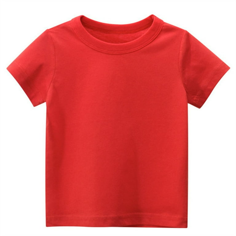 Phenas 7-Pack Kids' Solid T-Shirts, 100% Cotton, Crew Neck