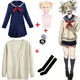 thumbnail image 2 of Anime My Hero Academia Himiko Toga Disfraz de Cosplay JK Uniforme Faldas Suéter Abrigo Ropa de Halloween Navidad Mujeres Niñas, 2 of 5