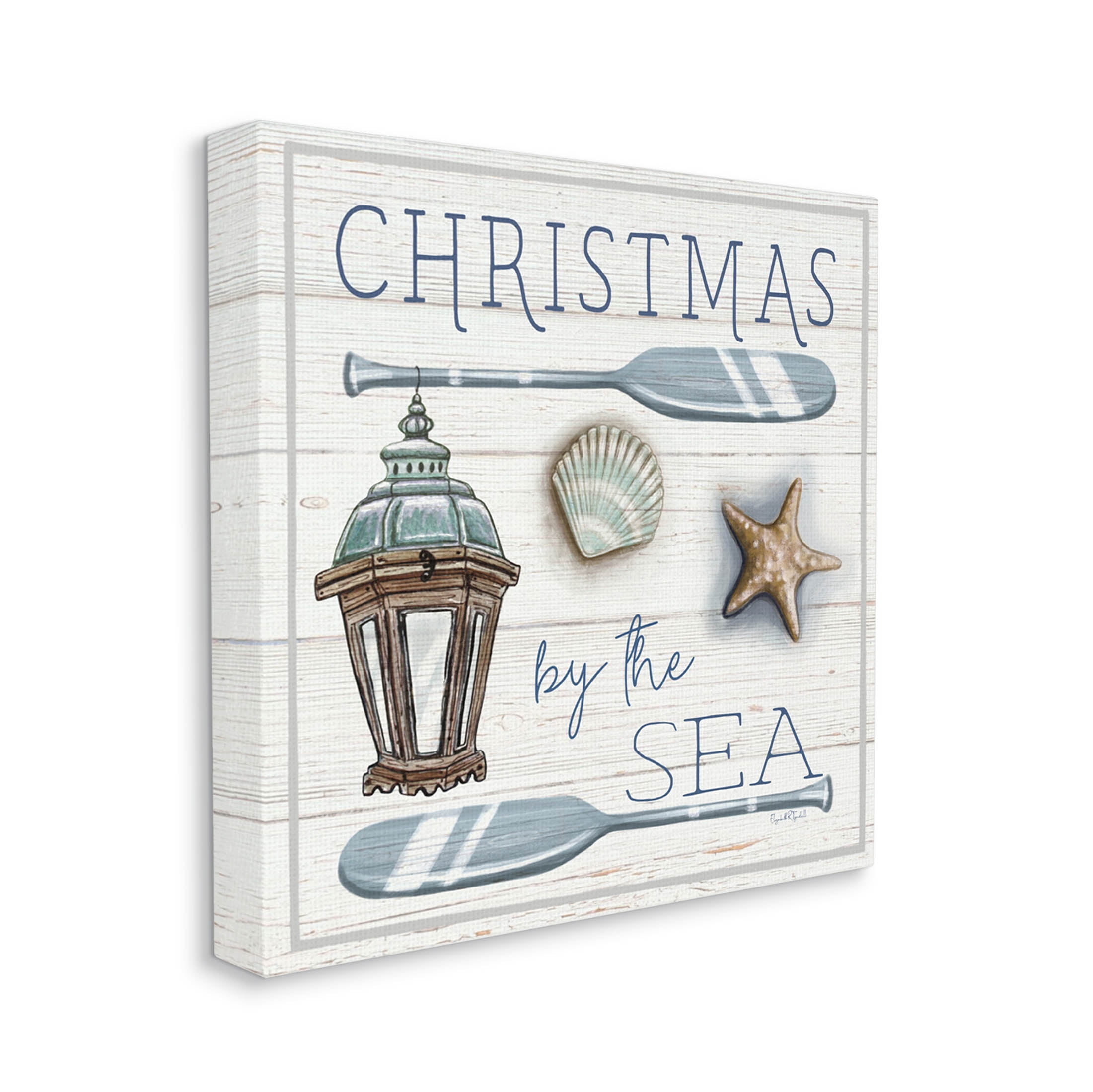 Stupell Industries Christmas By The Sea Phrase Graphic Art Gallery Wrapped Canvas Print Wall Art, Design by Elizabeth Tyndall