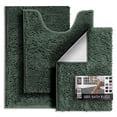 thumbnail image 1 of Juego de alfombras de baño Hearth & Harbor Chenille, antideslizantes, color verde cazador, 1 of 8