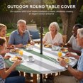 thumbnail image 3 of Round Outdoor Tablecloth with Umbrella Hole and Zipper, Sage Green Grey Striped Tablecloth with Elastic Waterproof, Minimalist Farmhouse Stripe Patio Table Covers for 55" - 60" Picnic Pool Tables, 3 of 9