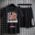 thumbnail image 1 of Slam Dunk-chándal de algodón para hombre, Camiseta con estampado de Anime, pantalones cortos, traje de verano, conjunto de entrenamiento holgado, ropa deportiva de baloncesto, camiseta de gran tamaño, 1 of 4