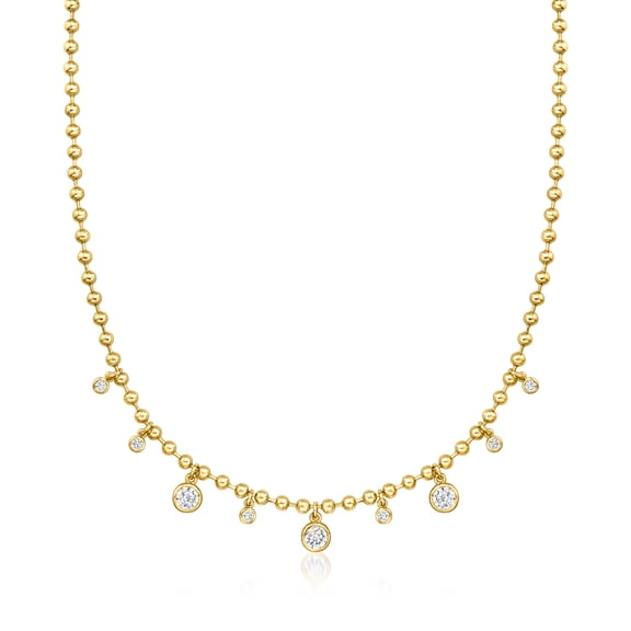 Ross-Simons 14kt Yellow Gold-Plated Bead Necklace With 2.00 ct. t.w. Czs, Women's, Adult