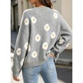 thumbnail image 5 of Long Sleeve Women's Button Down V Neck Knitted Floral Print Sweaters Cardigan, 5 of 6