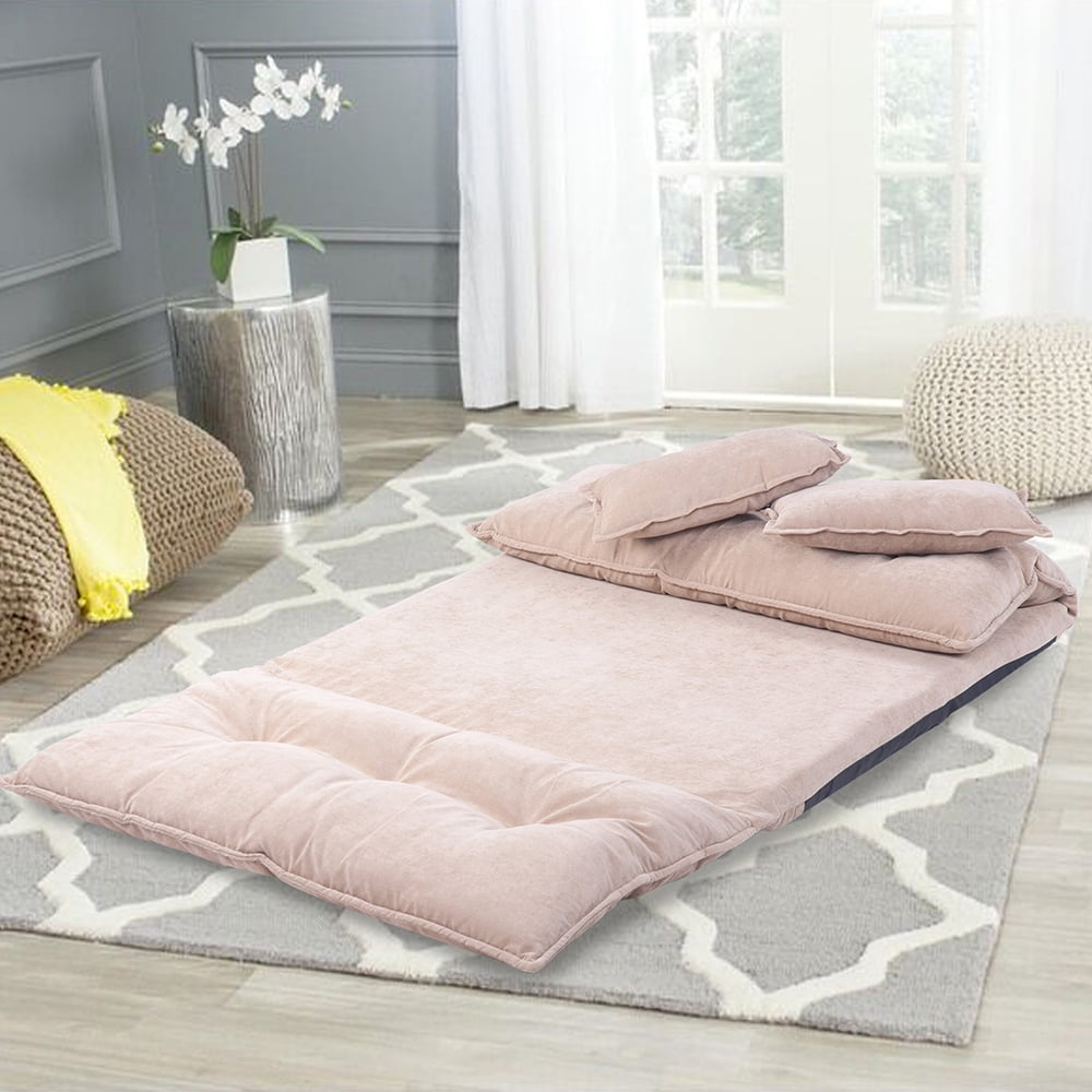 Kepooman Modern Adjustable Foldable Sofa Bed with Two Pillows, Beige Kepooman Modern Adjustable Foldable Sofa Bed with Two Pillows, Beige
