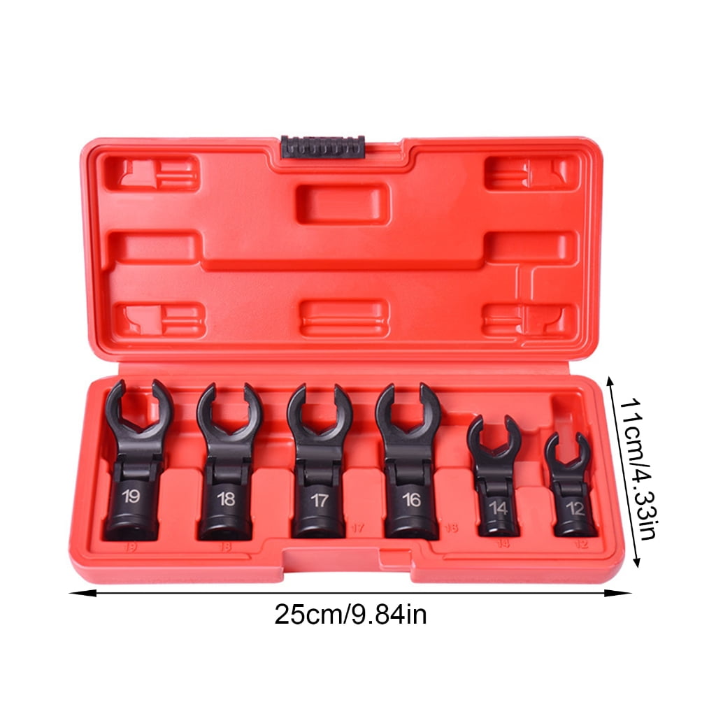 6 Piece General Joint Oil Line Wrench Set Compact Design for Brake Systems