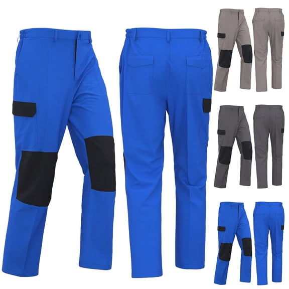 Men's Fashionable Color Blocked Multi Pocket Cargo Pants, Nylon Spandex Stretchy Work Trousers, Elastic Waist Straight Leg, Lightweight Breathable, Outdoor Hiking, Hunting,